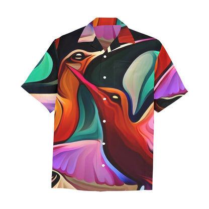 Okee Hummingbirds Hawaiian Shirt with Chest Pocket & Merged Design - Gregg Acini Adoree Designs - Button Down Shirt