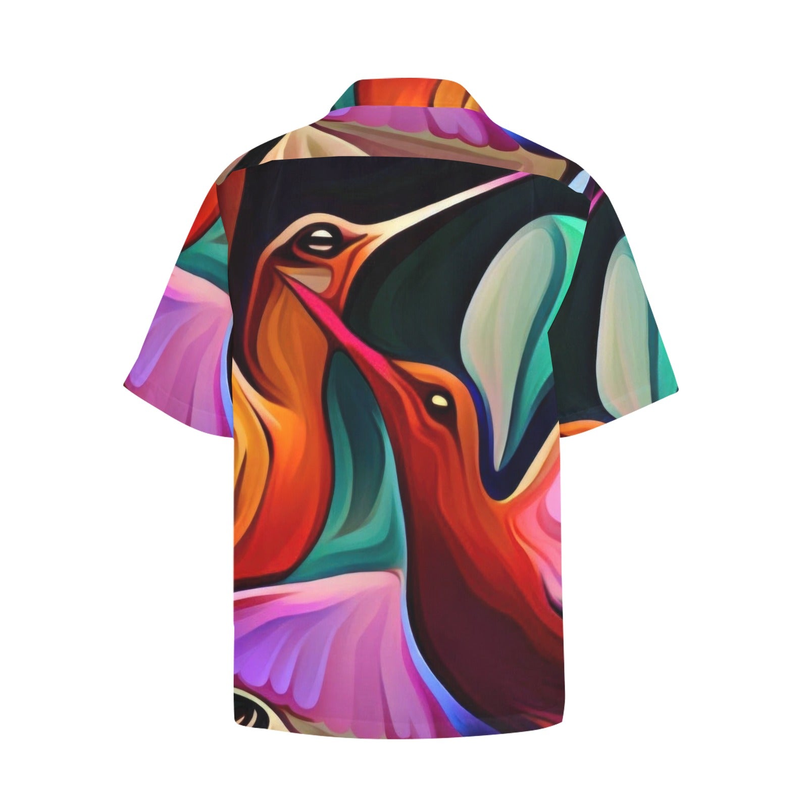 Okee Hummingbirds Hawaiian Shirt with Chest Pocket & Merged Design - Gregg Acini Adoree Designs - Button Down Shirt