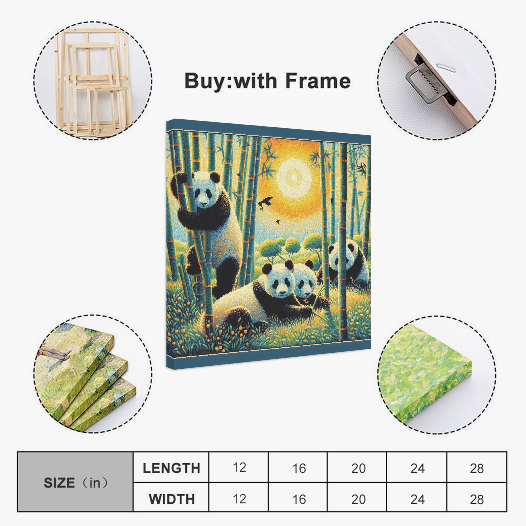 Panda Family 1:1 Ratio Canvas Painting - Gregg Acini Adoree Designs - Canvas