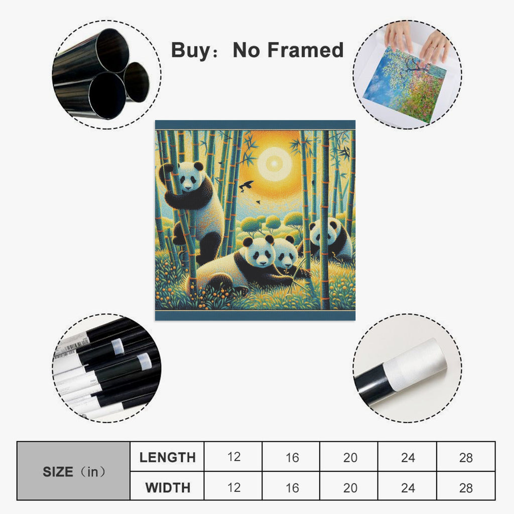 Panda Family 1:1 Ratio Canvas Painting - Gregg Acini Adoree Designs - Canvas