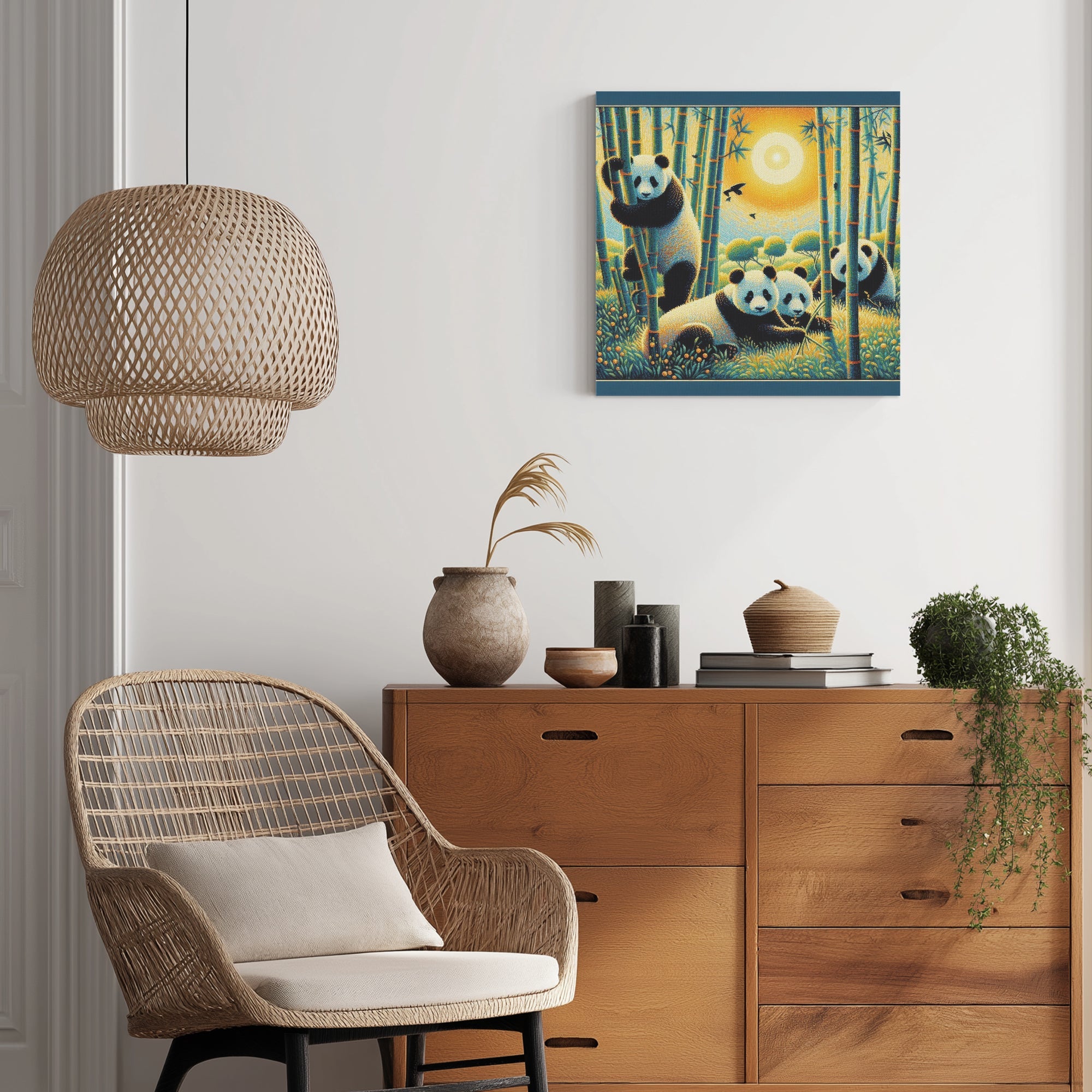 Panda Family 1:1 Ratio Canvas Painting - Gregg Acini Adoree Designs - Canvas