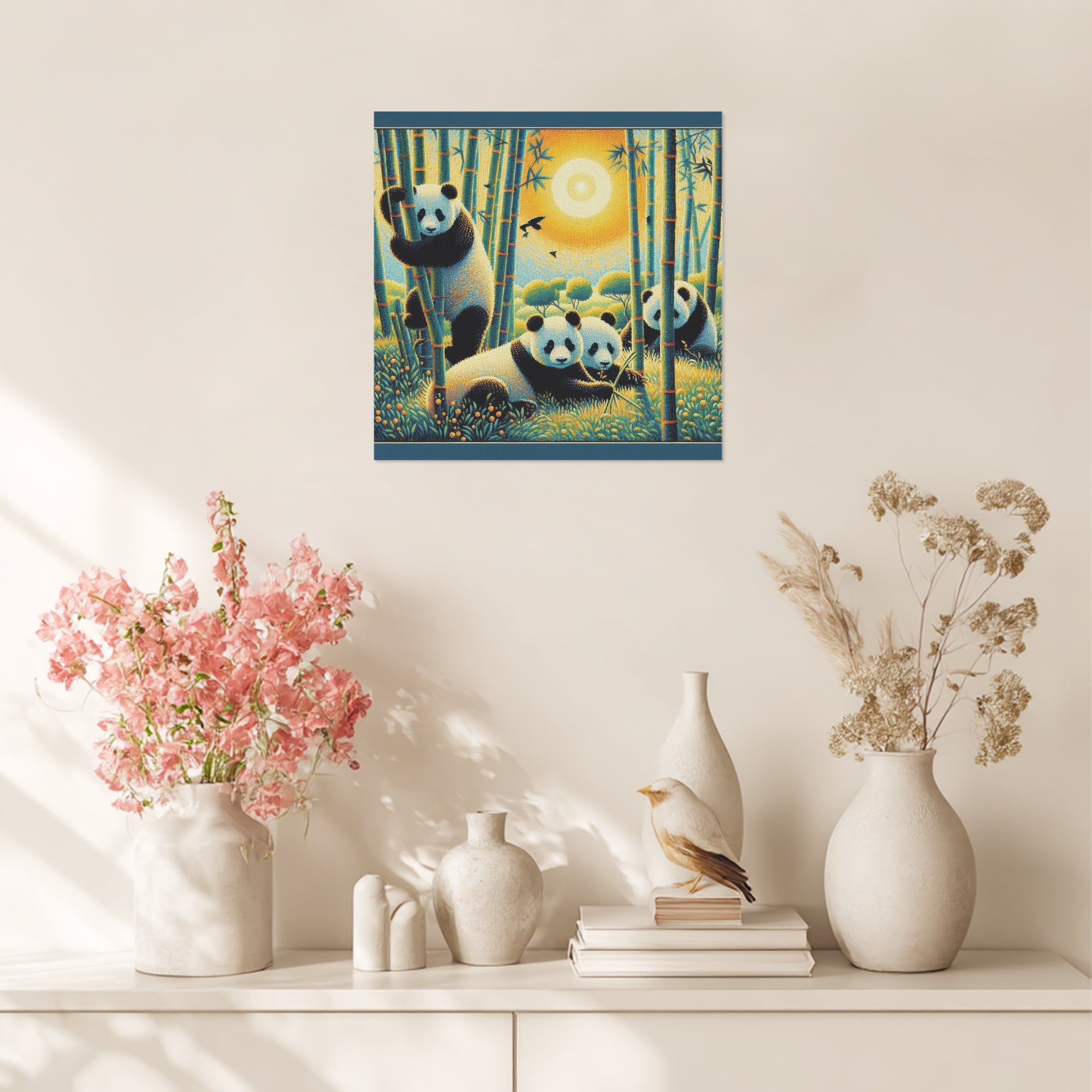 Panda Family 1:1 Ratio Canvas Painting - Gregg Acini Adoree Designs - Canvas