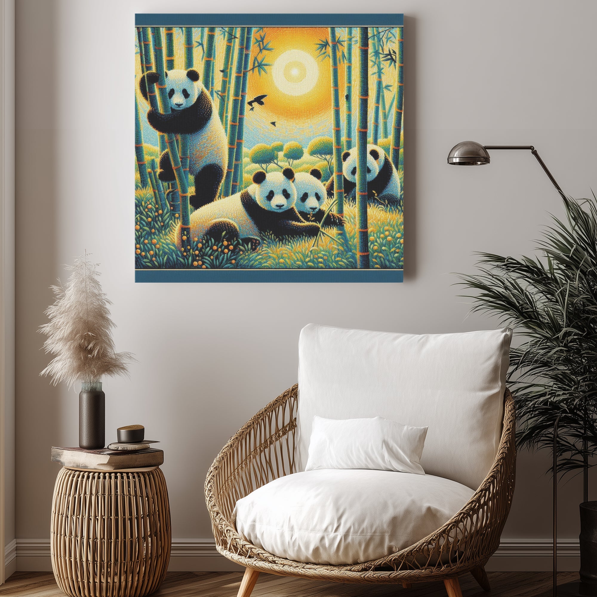 Panda Family 1:1 Ratio Canvas Painting - Gregg Acini Adoree Designs - Canvas