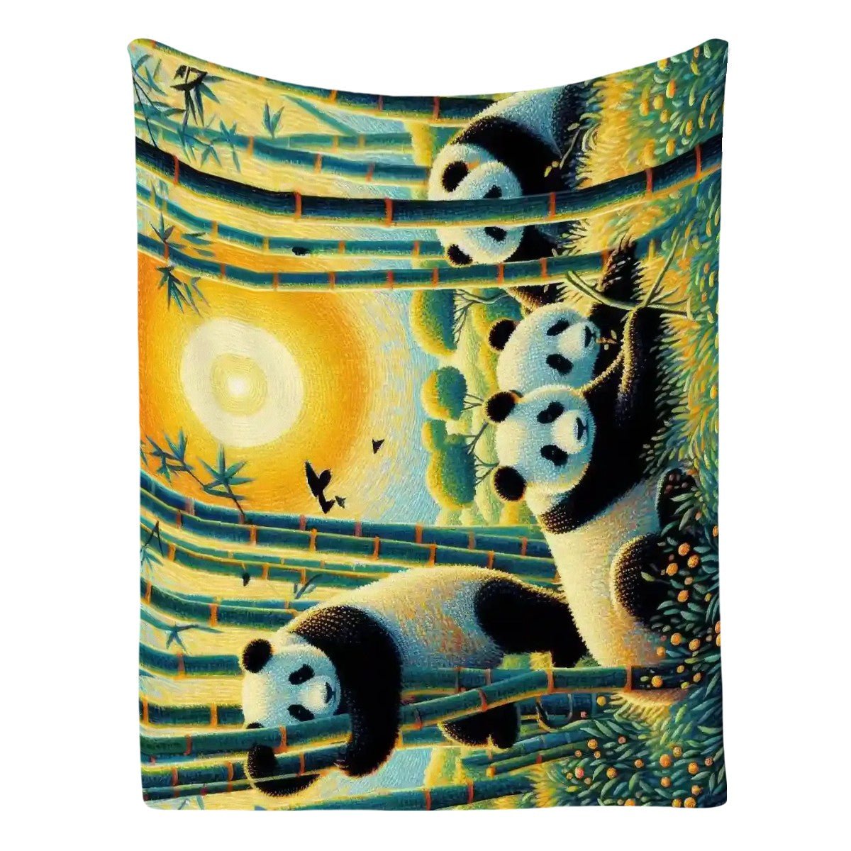 Panda Family 300 GSM Flannel Throw Blanket (Made in USA) - Gregg Acini Adoree Designs - Blanket