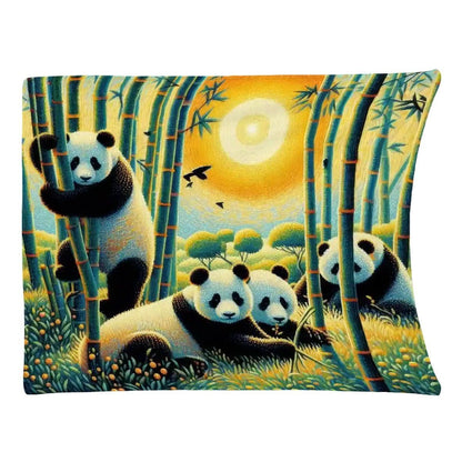 Panda Family 300 GSM Flannel Throw Blanket (Made in USA) - Gregg Acini Adoree Designs - Blanket