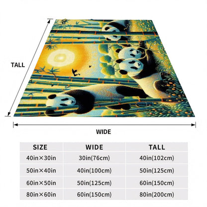Panda Family 300 GSM Flannel Throw Blanket (Made in USA) - Gregg Acini Adoree Designs - Blanket