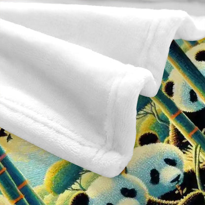 Panda Family 300 GSM Flannel Throw Blanket (Made in USA) - Gregg Acini Adoree Designs - Blanket