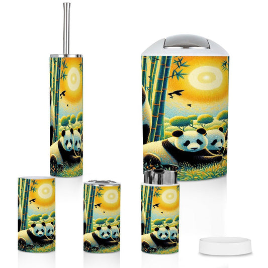 Panda Family Bathroom Accessories Set 5 pcs - Gregg Acini Adoree Designs - Bathroom Decor