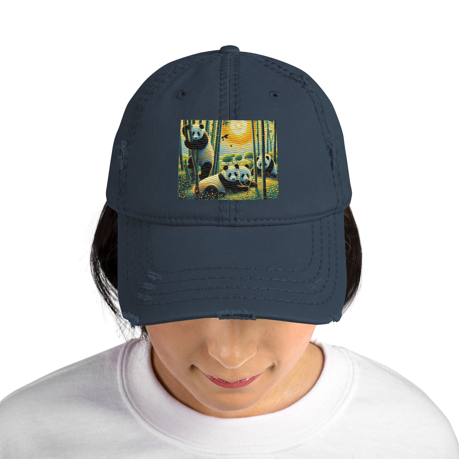 Panda Family Distressed Hat - Gregg Acini Adoree Designs - Hat