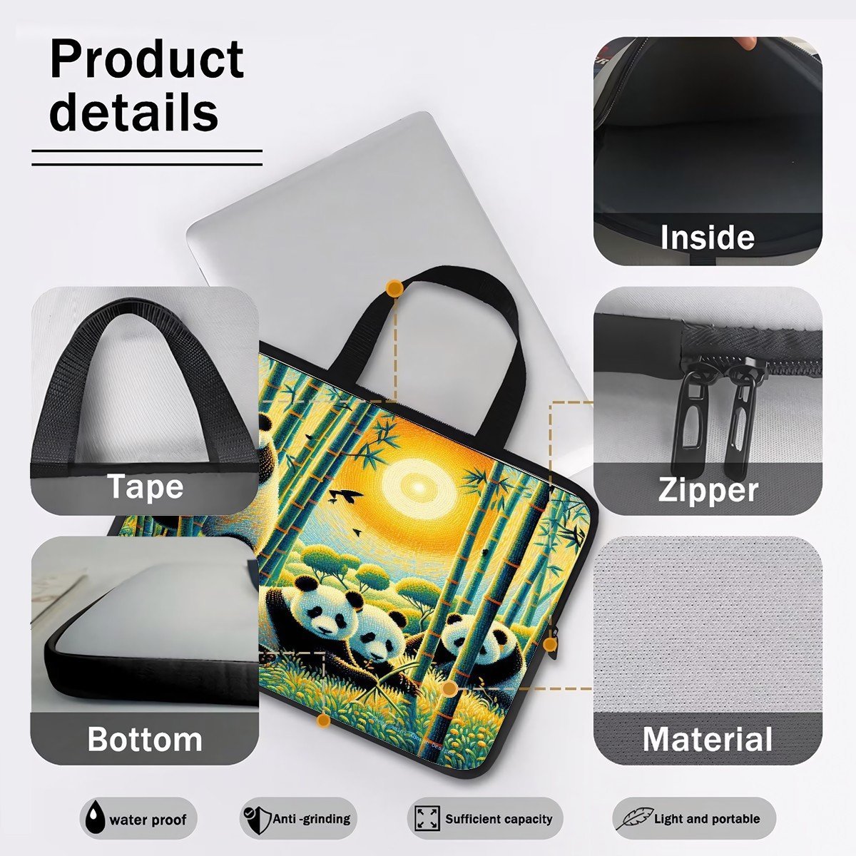 Panda Family Laptop Bag - Gregg Acini Adoree Designs - Computer Bag