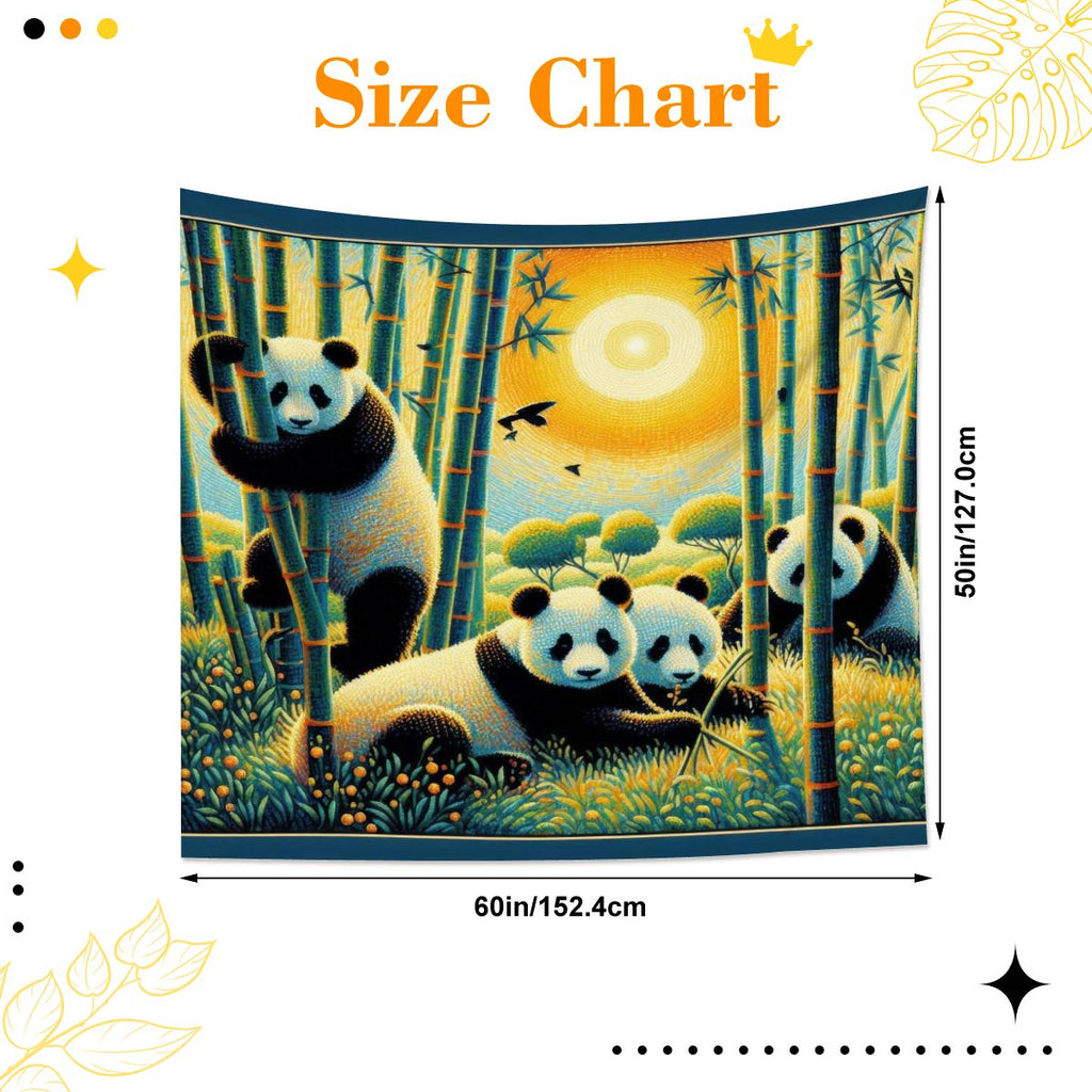 Panda Family Lightweight Wall Tapestry (Fabric Wall Hanging - USA) - Gregg Acini Adoree Designs - Wall Coverings