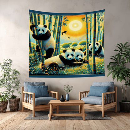 Panda Family Lightweight Wall Tapestry (Fabric Wall Hanging - USA) - Gregg Acini Adoree Designs - Wall Coverings