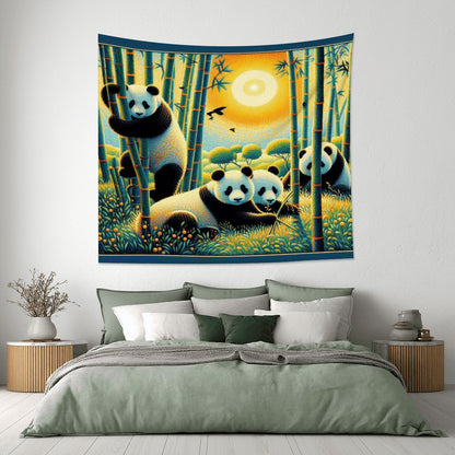 Panda Family Lightweight Wall Tapestry (Fabric Wall Hanging - USA) - Gregg Acini Adoree Designs - Wall Coverings