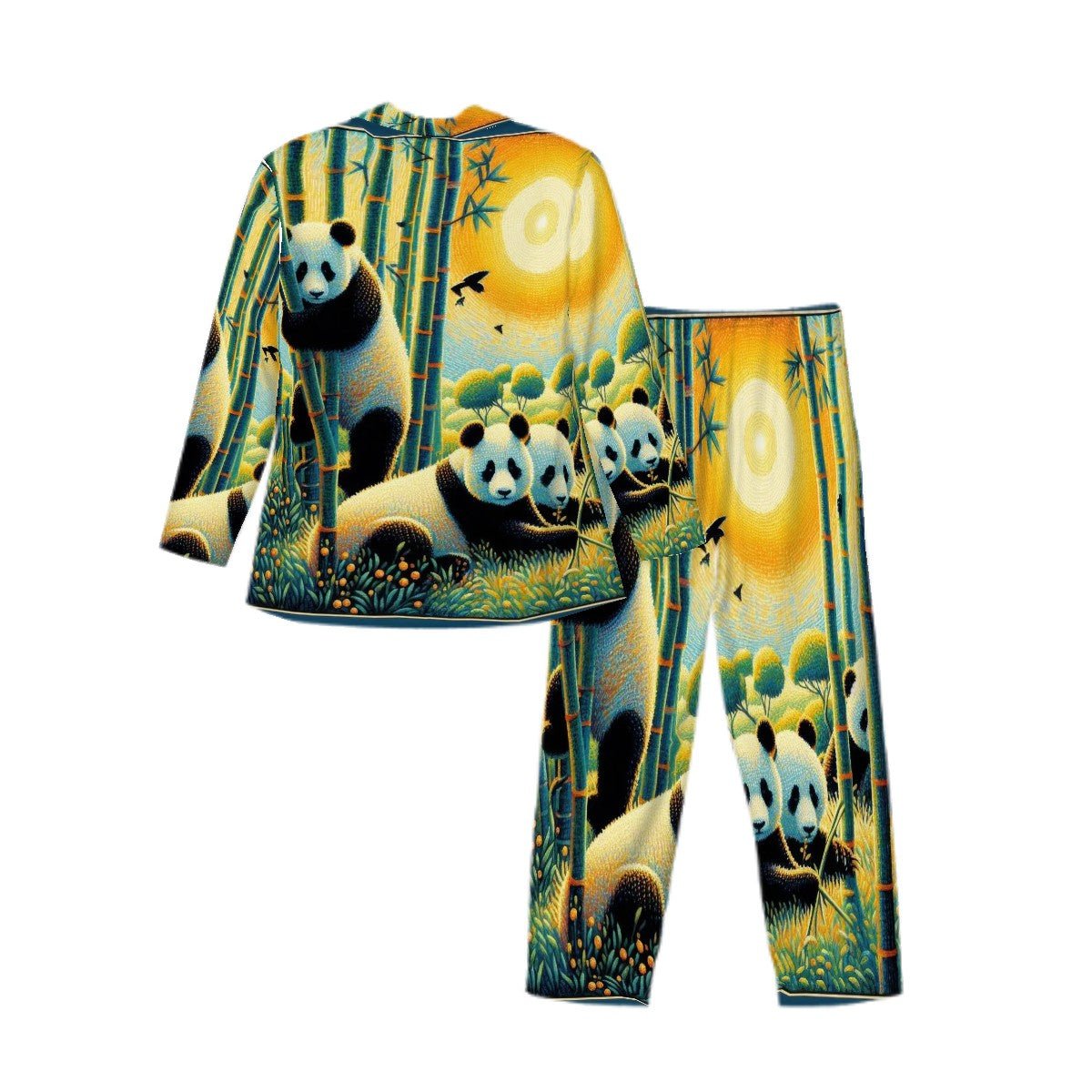 Panda Family Long Sleeved Pajamas for Men Set - Gregg Acini Adoree Designs - Men's Pajamas