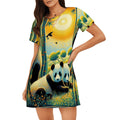 Panda Family Loose Short - Sleeve Nightgown - Gregg Acini Adoree Designs - Women's Pajamas