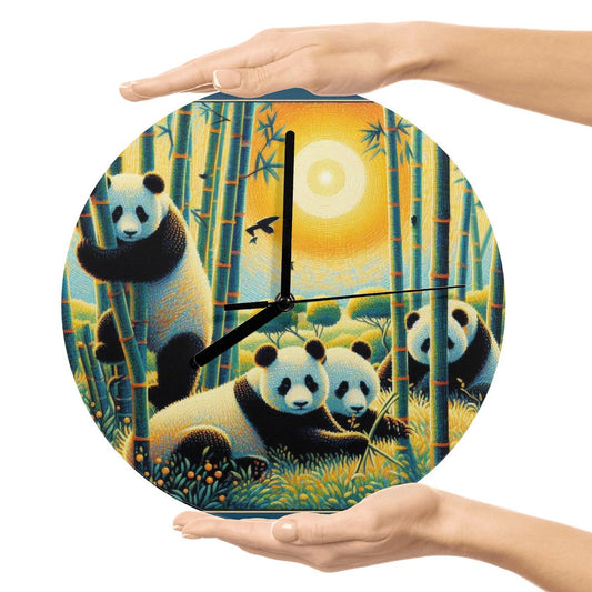 Panda Family MDF Wall Clock (Made in USA) - Gregg Acini Adoree Designs - Wall Clock