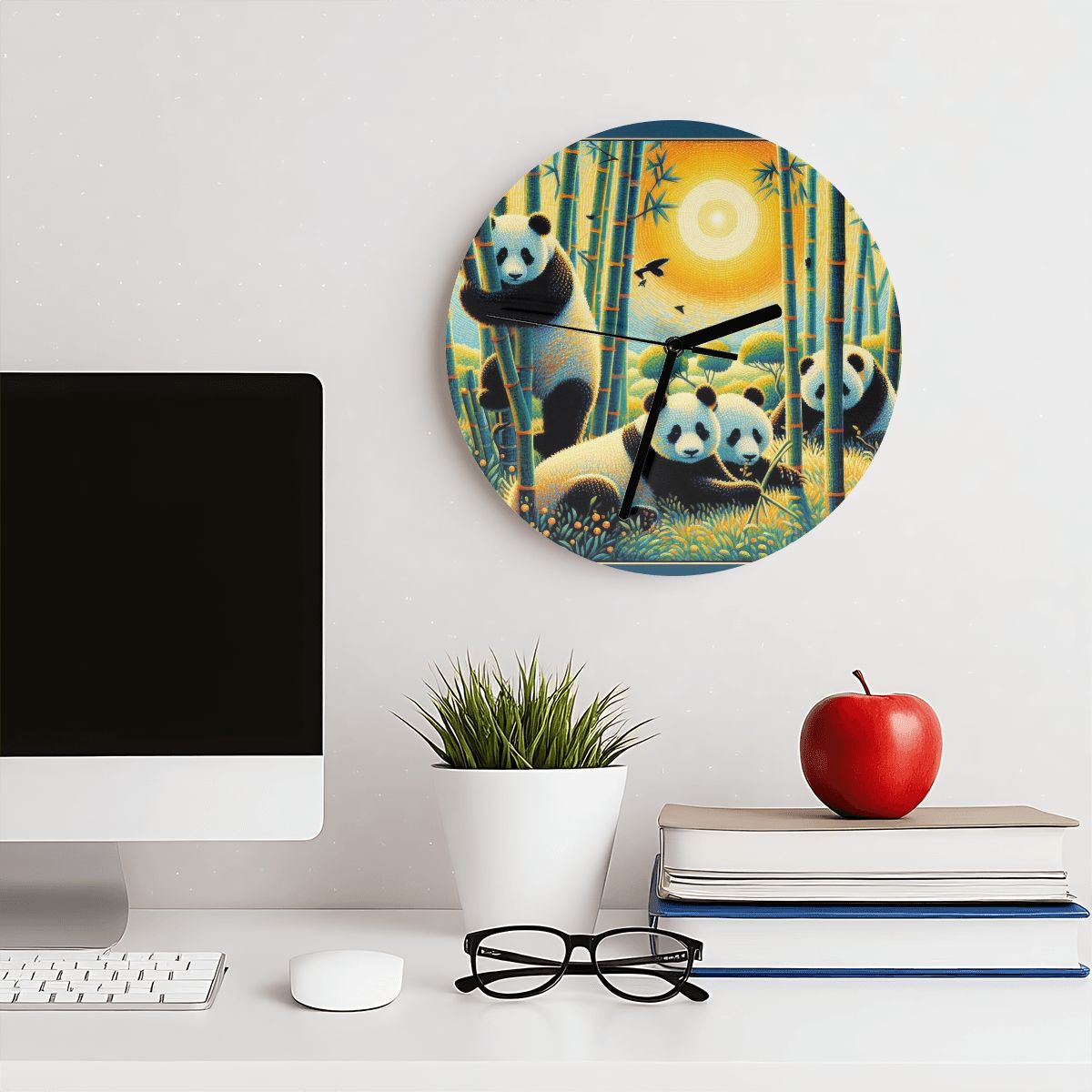 Panda Family MDF Wall Clock (Made in USA) - Gregg Acini Adoree Designs - Wall Clock