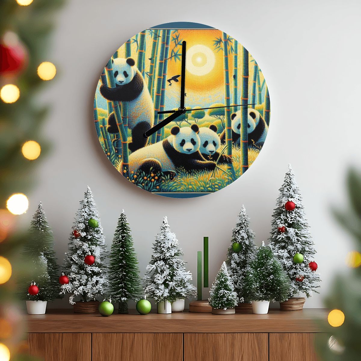 Panda Family MDF Wall Clock (Made in USA) - Gregg Acini Adoree Designs - Wall Clock