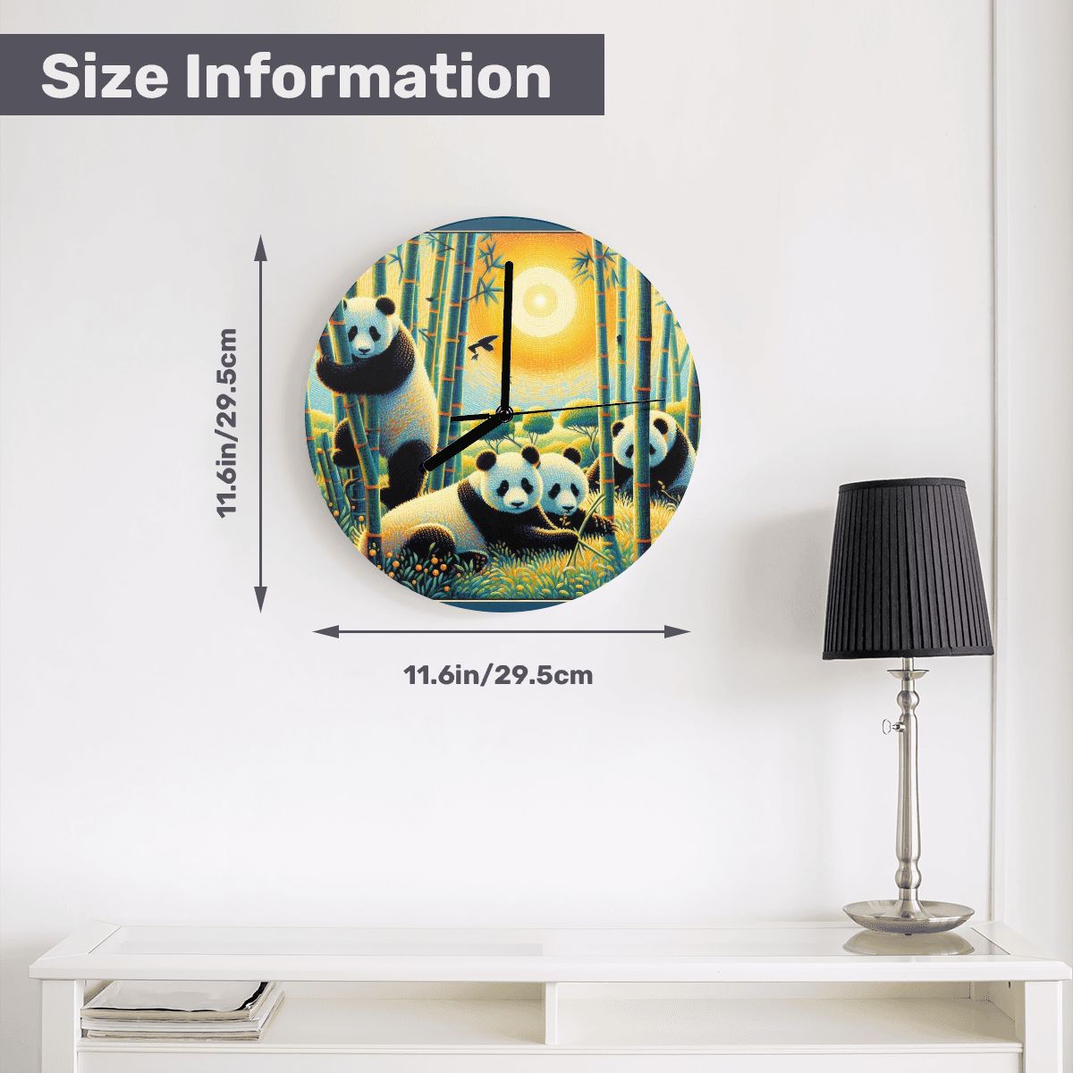 Panda Family MDF Wall Clock (Made in USA) - Gregg Acini Adoree Designs - Wall Clock