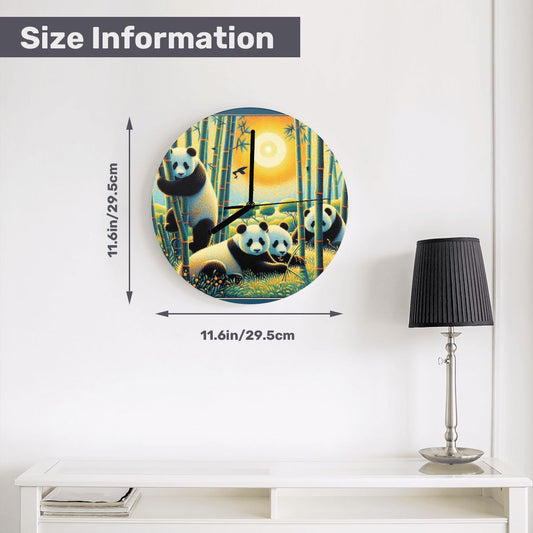 Panda Family MDF Wall Clock (Made in USA) - Gregg Acini Adoree Designs - Wall Clock