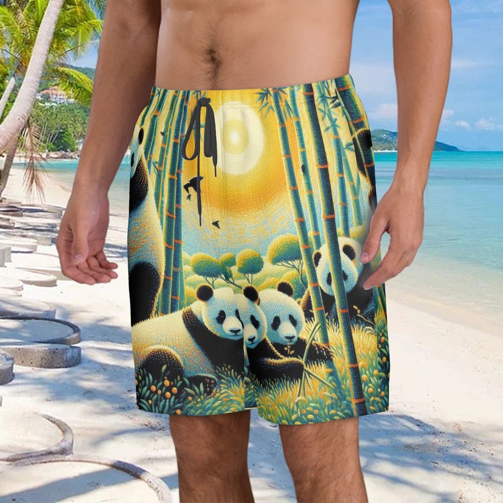 Panda Family Men's Beach Shorts - Gregg Acini Adoree Designs - Swimsuit