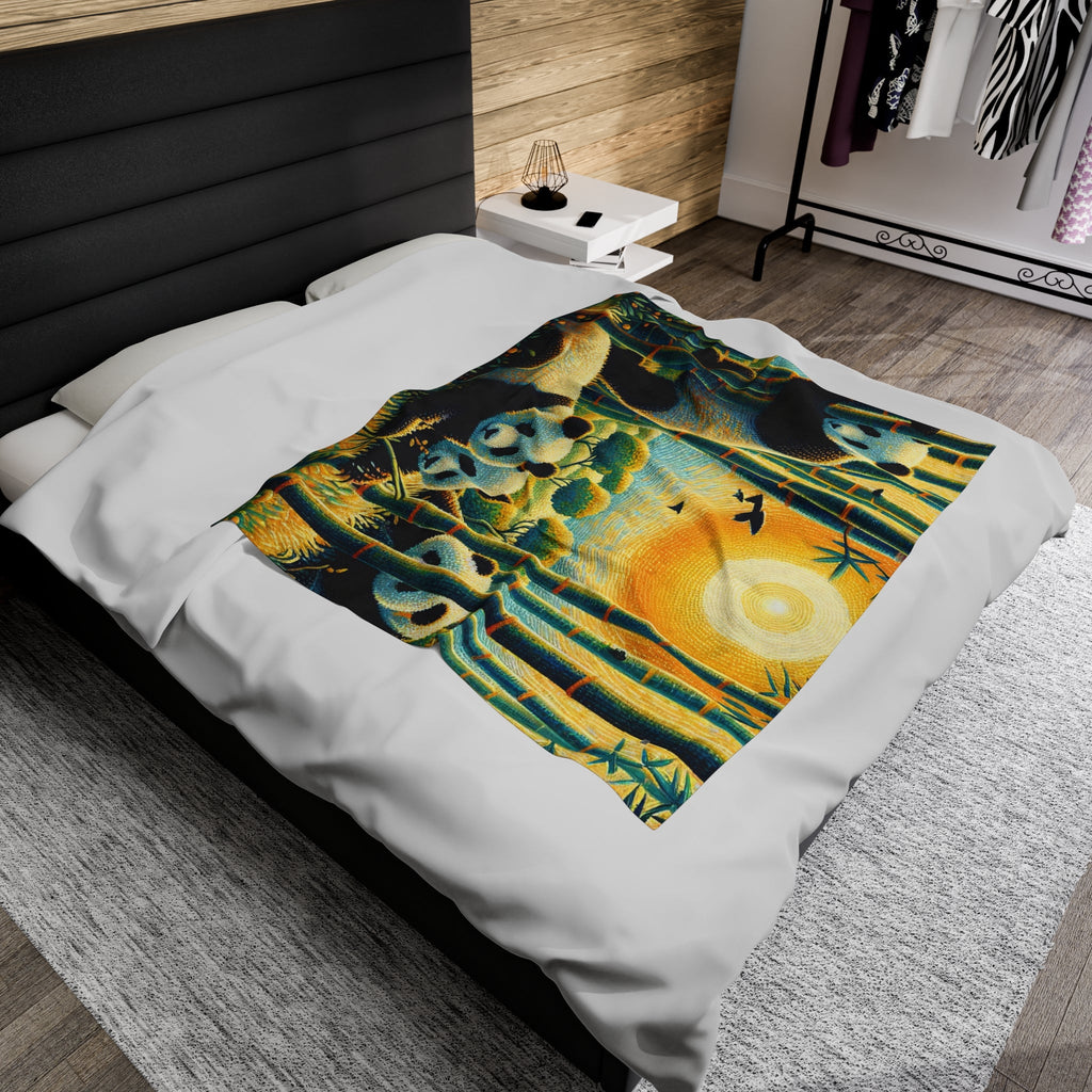 Panda Family Plush Blanket by Gregg Acini Adoree Designs - Gregg Acini Adoree Designs - Blanket
