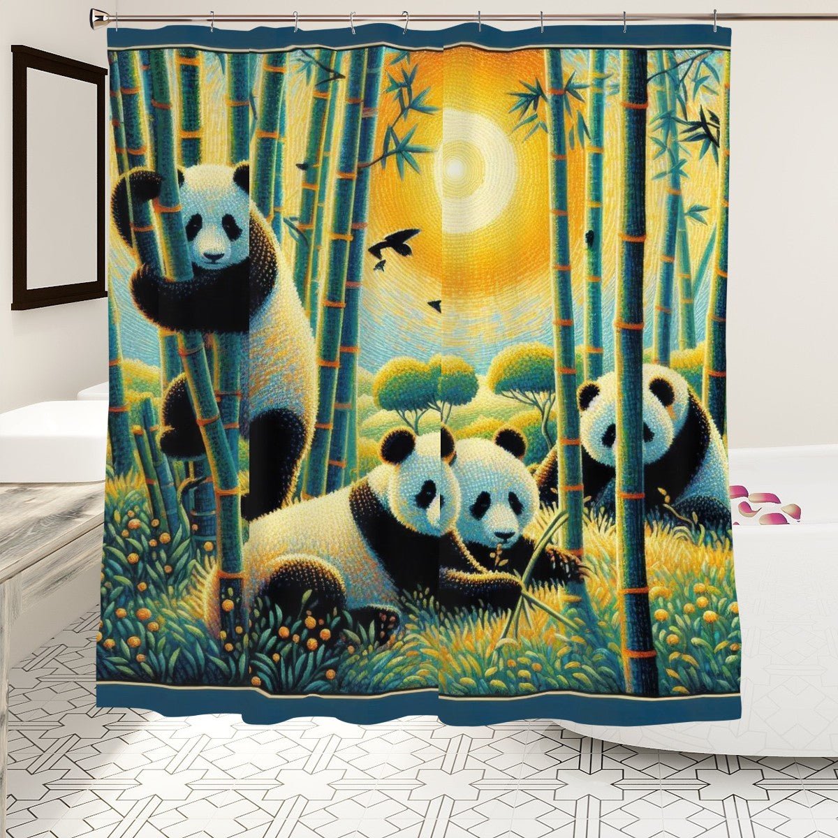 Panda Family Shower Curtain - Gregg Acini Adoree Designs - shower curtain