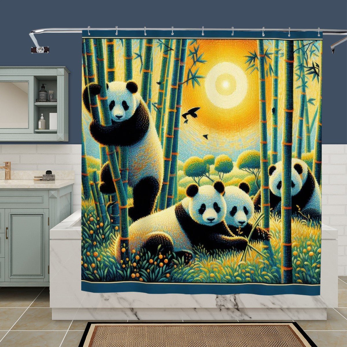 Panda Family Shower Curtain - Gregg Acini Adoree Designs - shower curtain