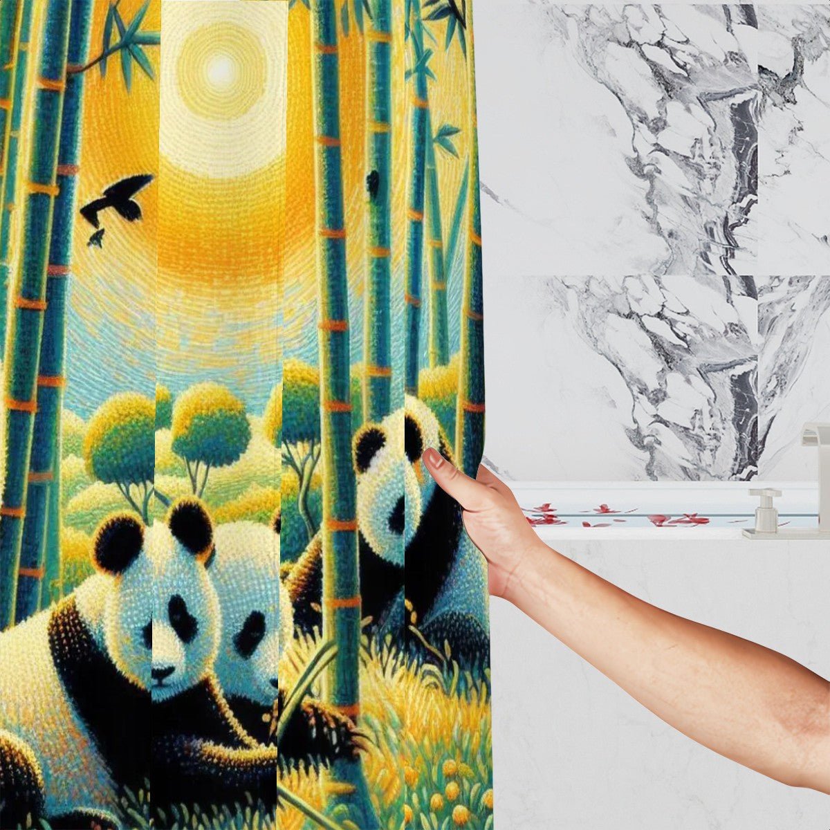 Panda Family Shower Curtain - Gregg Acini Adoree Designs - shower curtain