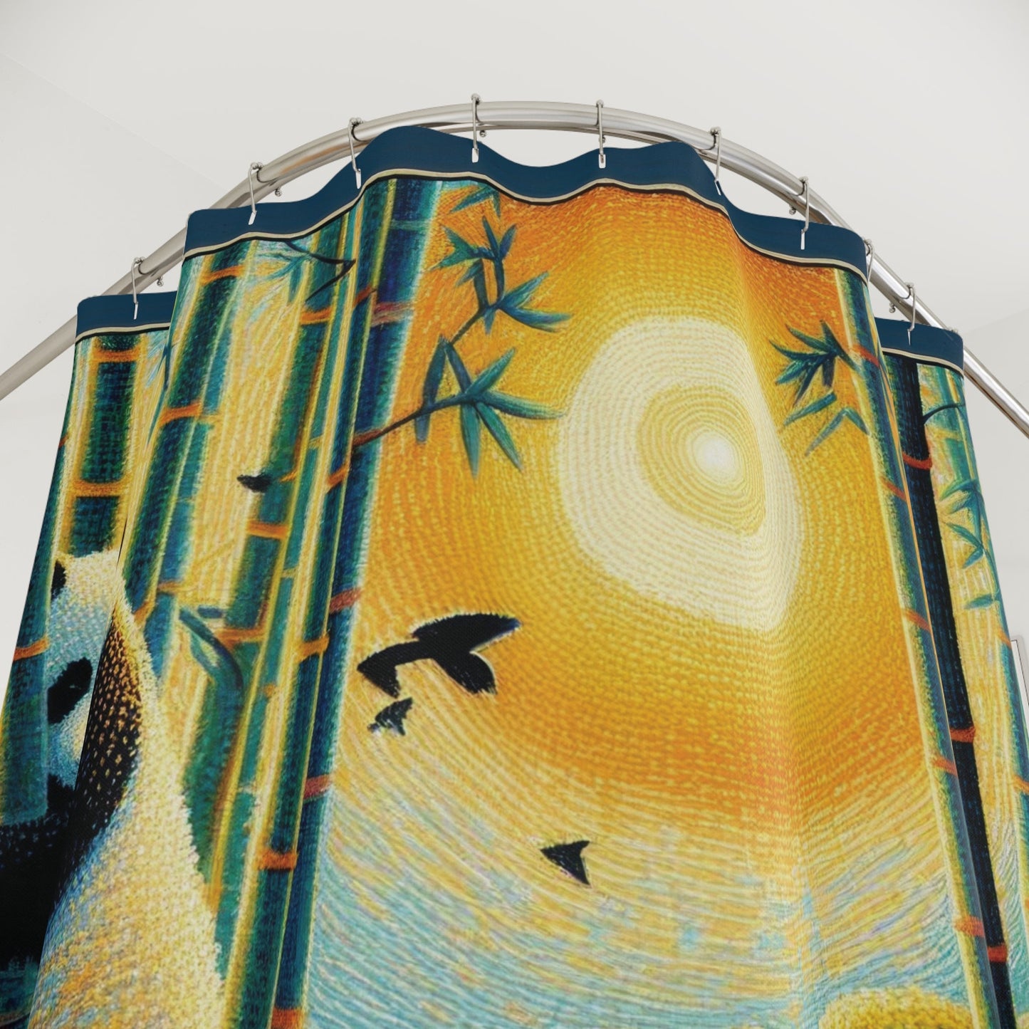 Panda Family Shower Curtain - Bold and Colorful Tropical Decor - Gregg Acini Adoree Designs - shower curtain
