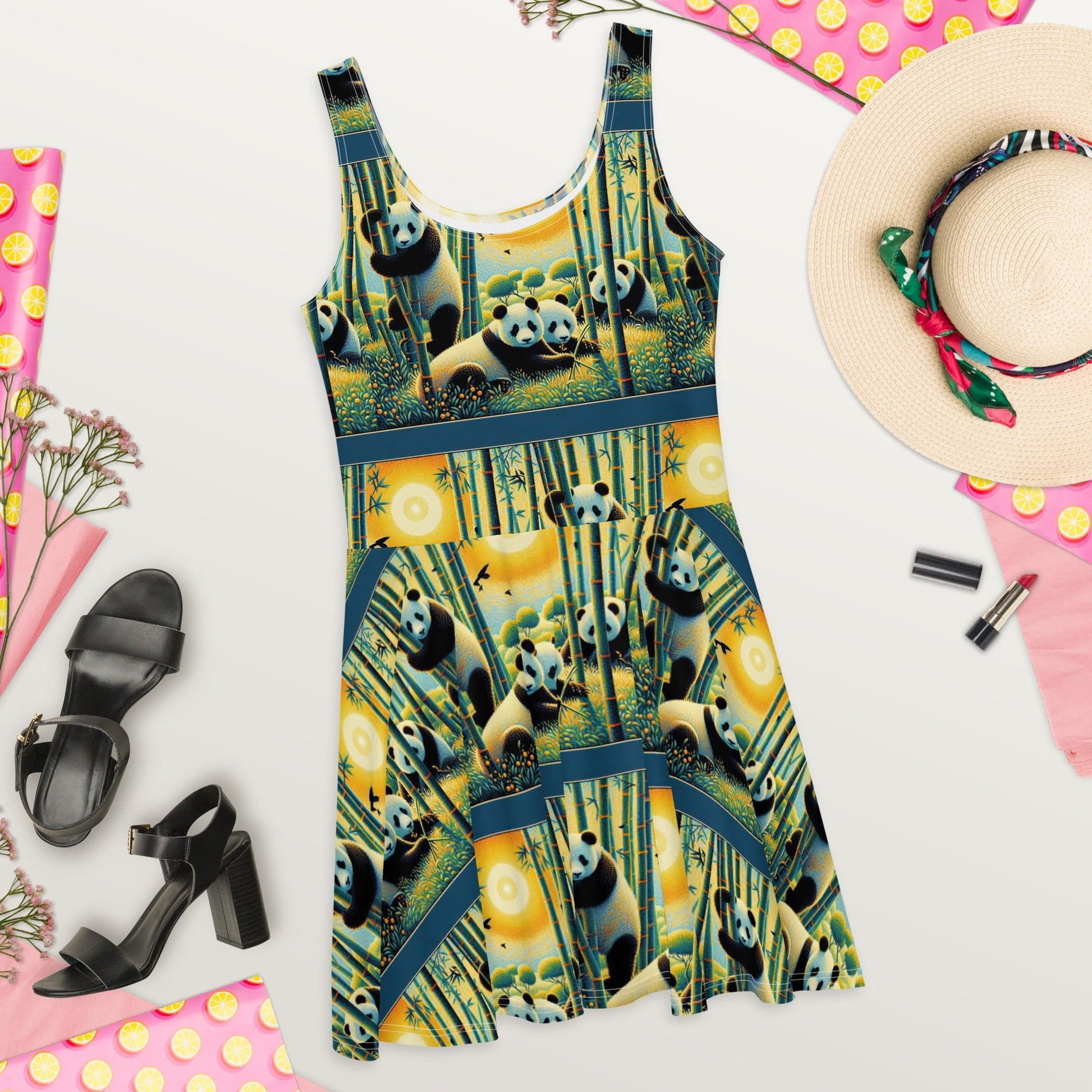 Panda Family Skater Dress - Gregg Acini Adoree Designs - Dress