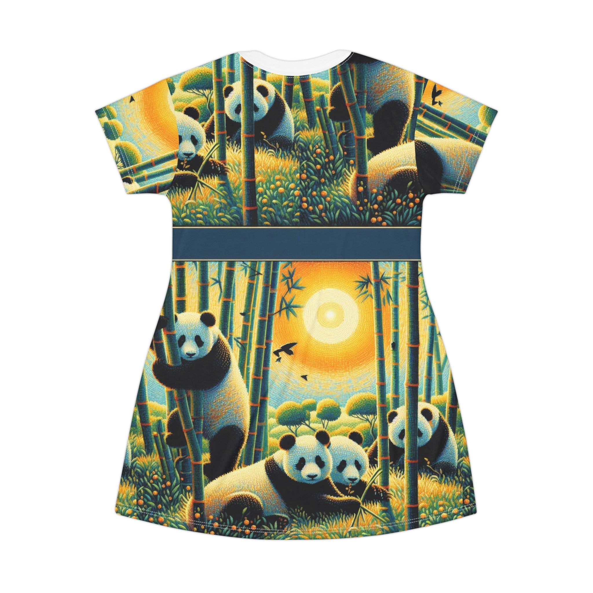 Panda Family T-Shirt Dress - Cute Summer Outfit, Casual Dress, Wildlife Lover Gift, Eco Fashion - Gregg Acini Adoree Designs - T-Shirt Dress