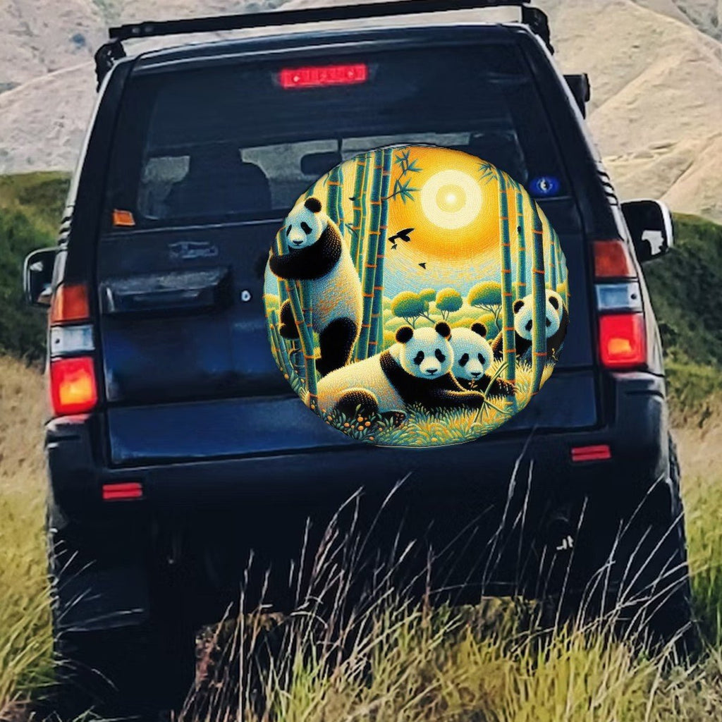 Panda Family Thickened Spare Tire Cover - Gregg Acini Adoree Designs - Spare Tire Cover