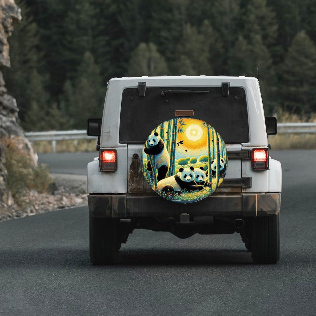 Panda Family Thickened Spare Tire Cover - Gregg Acini Adoree Designs - Spare Tire Cover