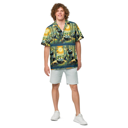 Panda Family Unisex button shirt - Gregg Acini Adoree Designs - Button Down Shirt