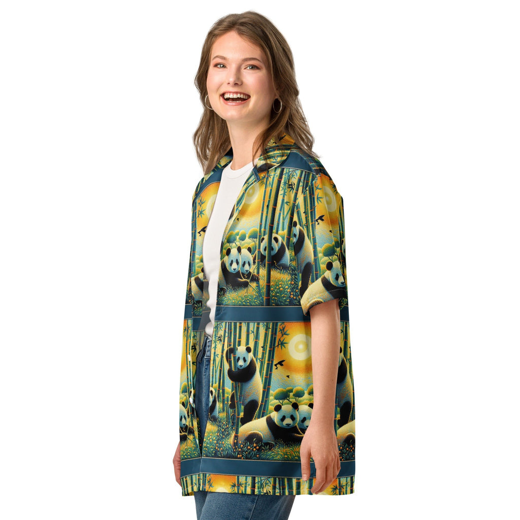 Panda Family Unisex button shirt - Gregg Acini Adoree Designs - Button Down Shirt