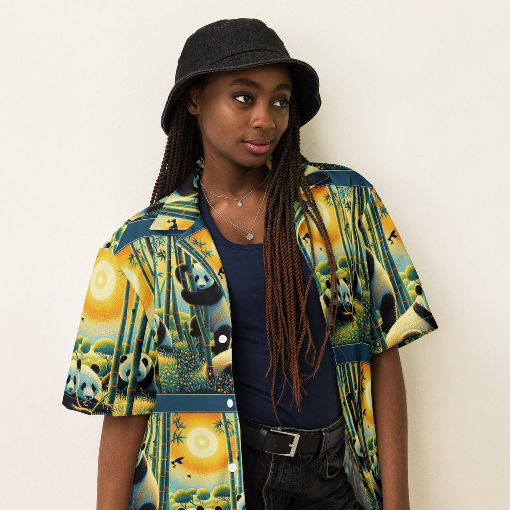 Panda Family Unisex button shirt - Gregg Acini Adoree Designs - Button Down Shirt