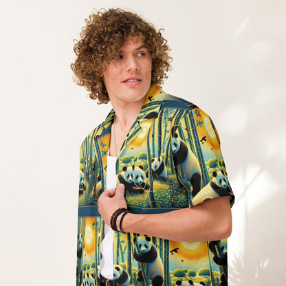 Panda Family Unisex button shirt - Gregg Acini Adoree Designs - Button Down Shirt