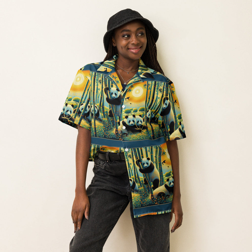 Panda Family Unisex button shirt - Gregg Acini Adoree Designs - Button Down Shirt