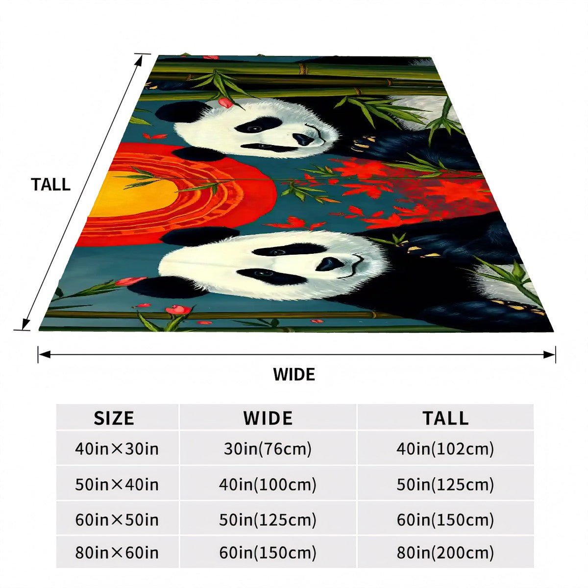 Panda Sunset 300 GSM Flannel Throw Blanket (Made in USA) - Gregg Acini Adoree Designs - Blanket