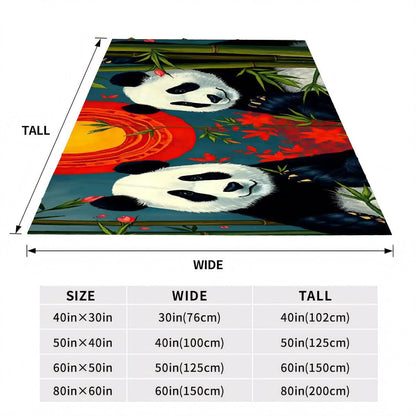 Panda Sunset 300 GSM Flannel Throw Blanket (Made in USA) - Gregg Acini Adoree Designs - Blanket