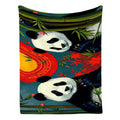 Panda Sunset 300 GSM Flannel Throw Blanket (Made in USA) - Gregg Acini Adoree Designs - Blanket