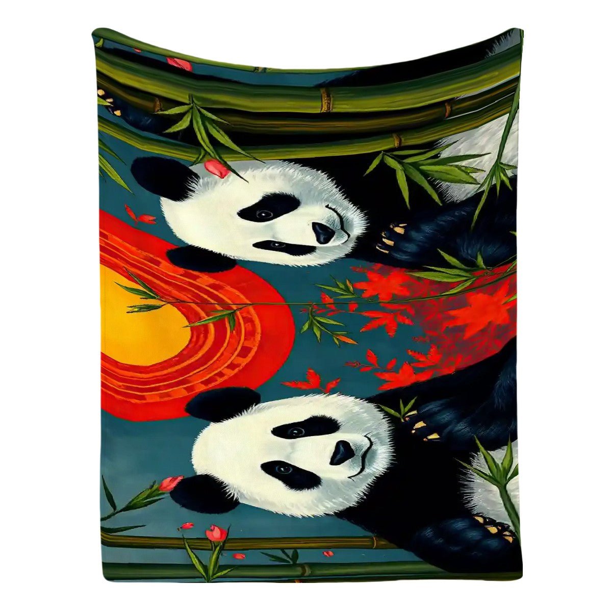 Panda Sunset 300 GSM Flannel Throw Blanket (Made in USA) - Gregg Acini Adoree Designs - Blanket