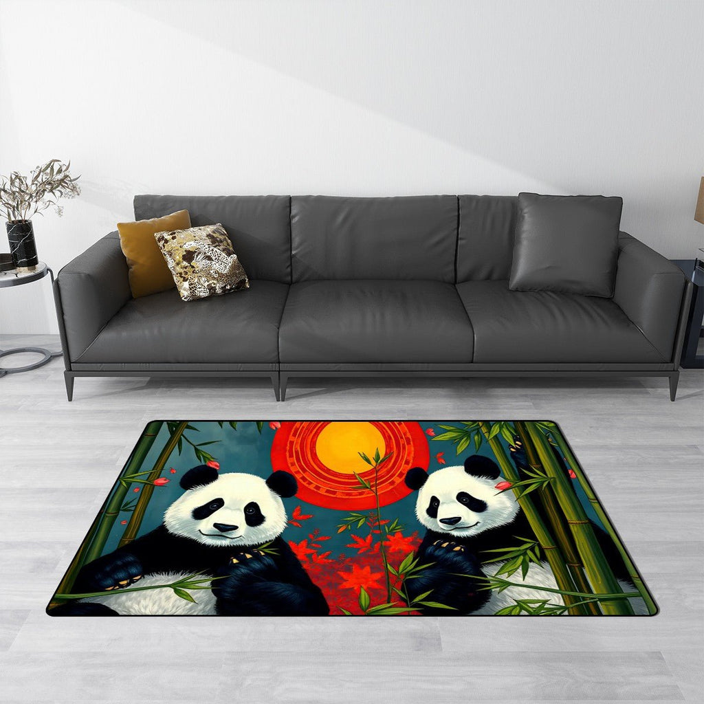 Panda Sunset Flannel Non Slip Area Rug (Multiple Sizes) - Gregg Acini Adoree Designs - Rugs & Mats