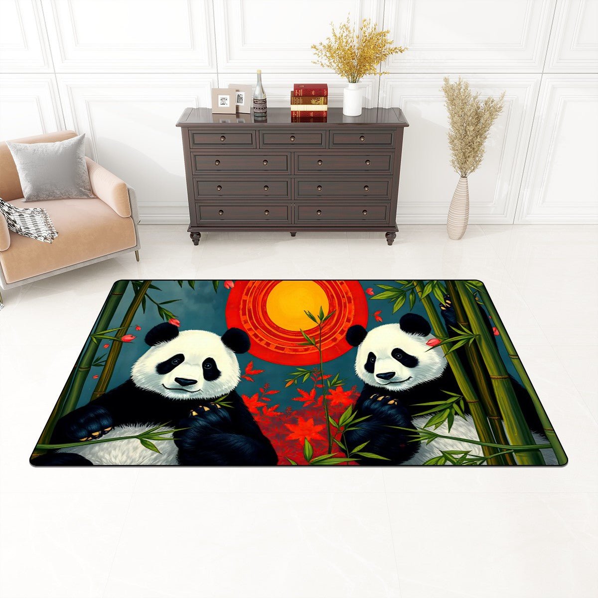 Panda Sunset Flannel Non Slip Area Rug (Multiple Sizes) - Gregg Acini Adoree Designs - Rugs & Mats