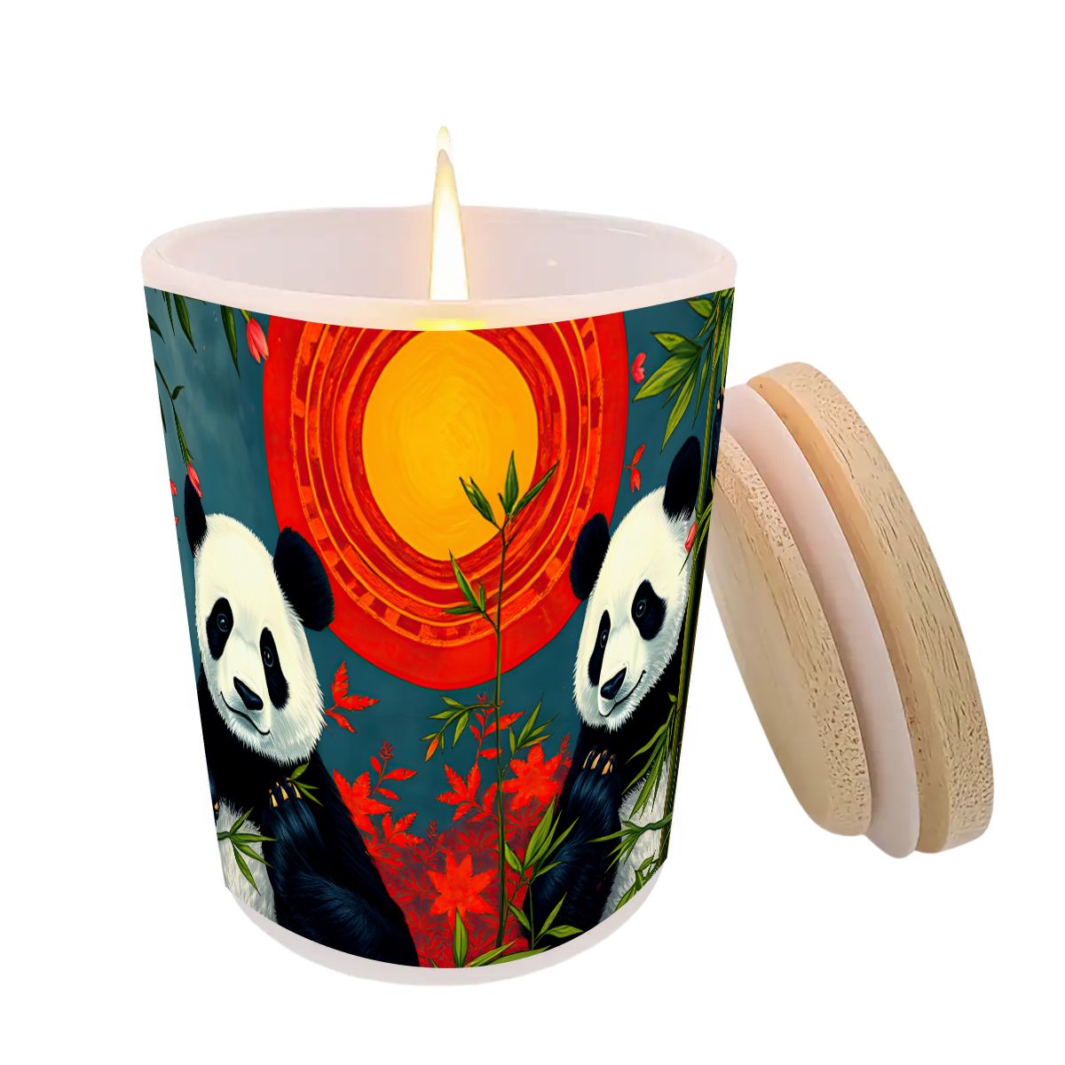 Panda Sunset Frosted Jar Scented Candle with Lid (6oz) - Gregg Acini Adoree Designs - Candles