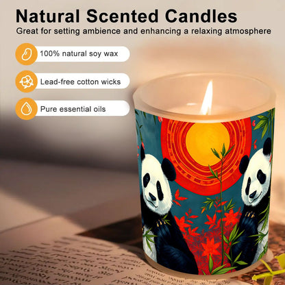Panda Sunset Frosted Jar Scented Candle with Lid (6oz) - Gregg Acini Adoree Designs - Candles