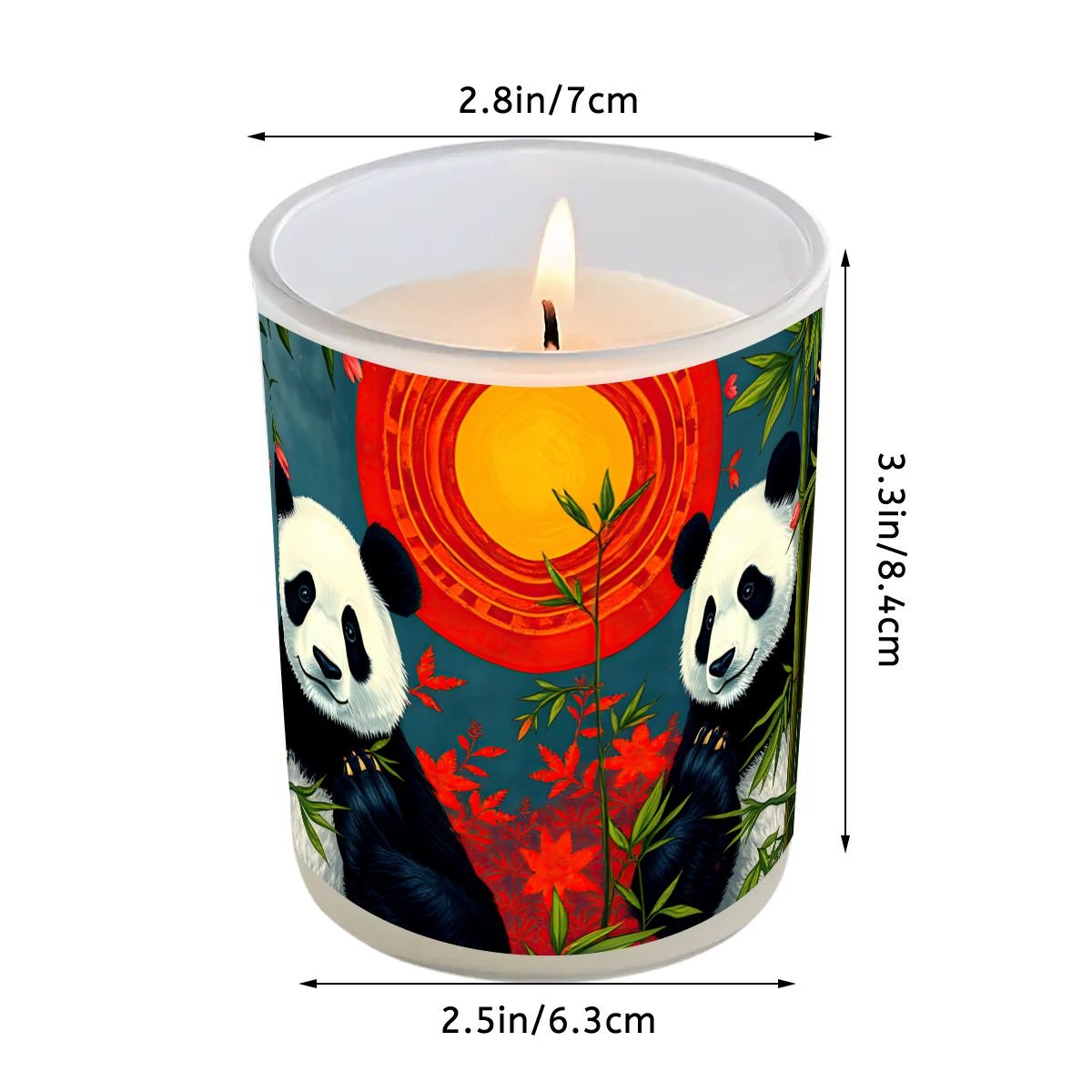 Panda Sunset Frosted Jar Scented Candle with Lid (6oz) - Gregg Acini Adoree Designs - Candles