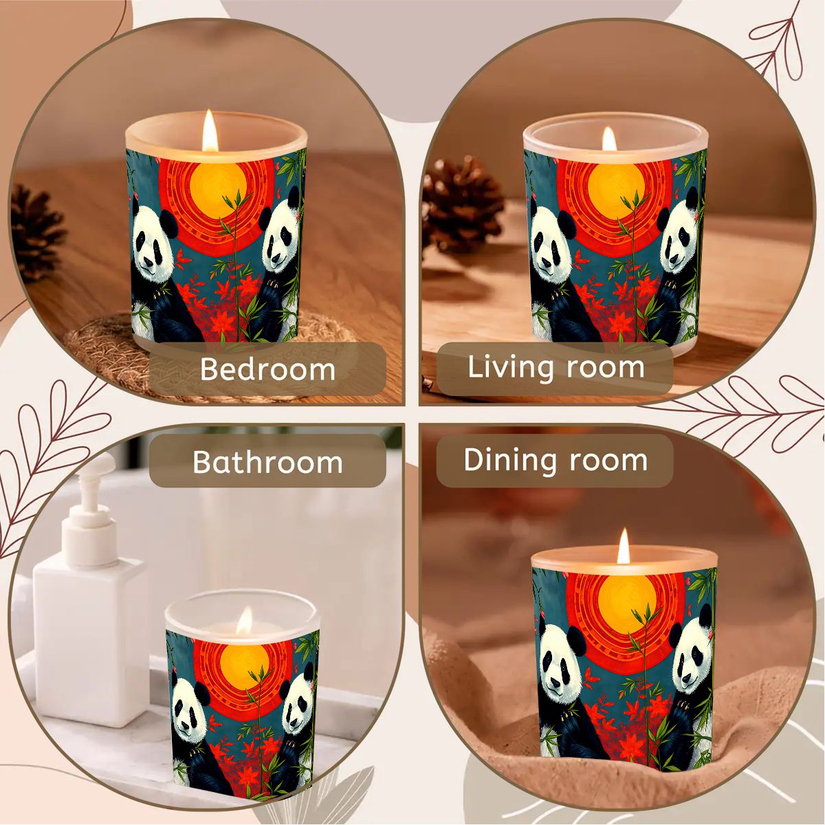 Panda Sunset Frosted Jar Scented Candle with Lid (6oz) - Gregg Acini Adoree Designs - Candles