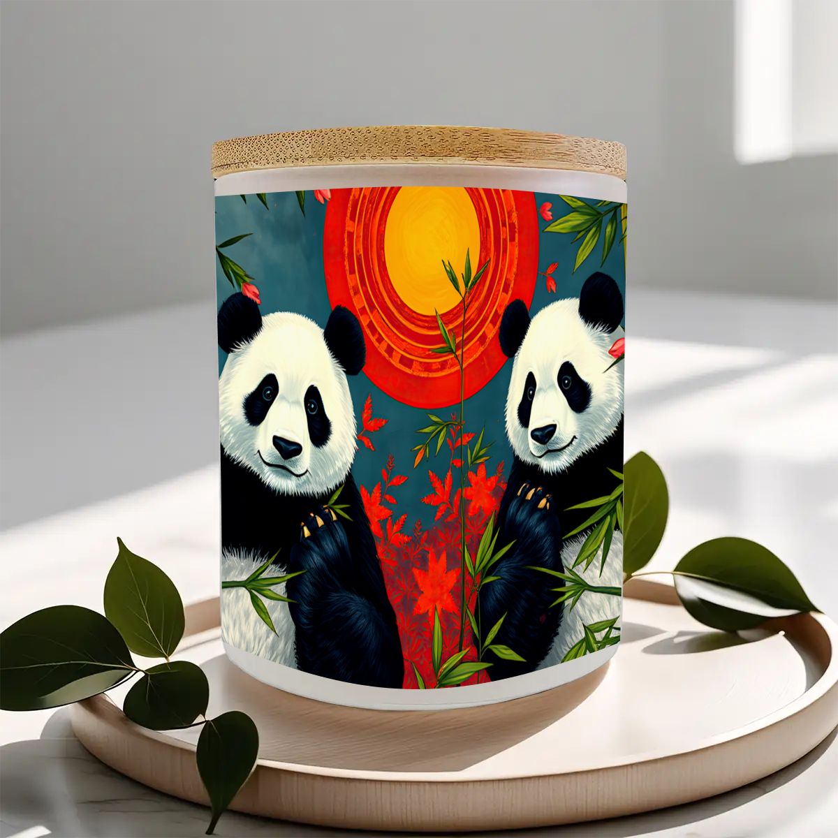 Panda Sunset Frosted Jar Scented Candle with Lid (6oz) - Gregg Acini Adoree Designs - Candles